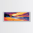 Coastal Serenity, Tropical Beach, Sunset Seascape, Framed Canvas Print, Ocean Horizon Art, Vibrant Nautical Decor, Modern Living Room Art