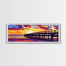 Sunset Pier, Beach Wall Art, Coastal Decor, Vibrant Seascape, Framed Canvas Print, Modern Home Art, Large Landscape, Ocean Sunset