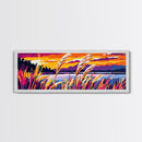 Golden Wheat Field, Sunset Grassland, Vibrant Nature, Abstract Landscape, Framed Canvas Print, Kitchen Wall Art, Modern Farmhouse