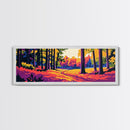 Golden Forest, Autumn Trees, Fall Landscape, Nature Path, Framed Canvas Print, Rustic Wall Art, Cozy Cabin Decor, Living Room Art