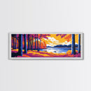 Lakeside Forest, Autumn Reflection, Serene Landscape, Nature Escape, Framed Canvas Print, Rustic Wall Art, Warm Colors, Relaxing Art