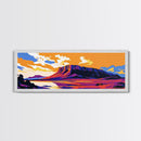 Desert Plateau, Mountain View, Vibrant Landscape, Bold Nature Scene, Framed Canvas Print, Southwestern Decor, Living Room Wall Art