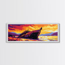 Shipwreck Sunset, Abandoned Boat, Nautical Scene, Dramatic Seascape, Framed Canvas Print, Coastal Wall Art, Living Room Decor