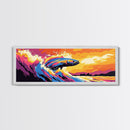 Jumping Fish, Ocean Wave, Sunset Fishing, Bold Seascape, Framed Canvas Print, Nautical Wall Art, Living Room Art, Sport Fishing Art