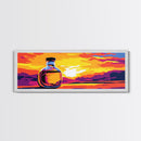 Whiskey Bottle, Sunset, Reflection, Canvas Print, Bar Wall Art, Whiskey Lover Gift, Rustic Decor, Warm Color Palette, Unique Wall Art