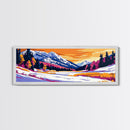 Alpine Valley, Winter, Snow, Framed Canvas Print, Mountain Landscape, Nature Lover Gift, Scenic Winter Painting, Christmas Wall Art