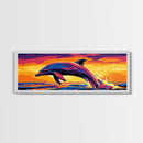 Jumping Dolphin, Ocean Wall Art, Marine Life, Vibrant Sea Decor, Framed Canvas Print, Beach House Art, Coastal Nature, Large Canvas