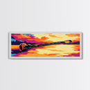 Driftwood Sunset, Nature Art, Rustic Wall Decor, Vibrant Landscape, Framed Canvas Print, Serene Seascape, Lake House, Bold Colors