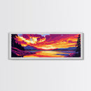 Sunset Lake, Mountain Reflection, Nature Art, Framed Canvas Print, Vibrant Wall Art, Fall Home Decor, Living Room Painting, Gift Idea