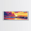 Ocean Sunset, Colorful Waves, Coastal Scene, Framed Canvas Print, Beach House Art, Tropical Vibes, Living Room Decor, Gift Idea