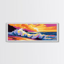 Sea Foam, crashing waves, ocean energy, vibrant beach scene, tropical paradise, Coastal Home Decor, Canvas Print, Framed Canvas Print