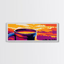 Coffee Mug Sunset, Warm Tones Wall Art, Rustic Kitchen Art, Cozy Coffee Lover Gift, Framed Canvas Print, Autumn Home Decor