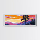 Lone Pine Tree, Mountain Sunset Art, Tranquil Nature Scene, Rustic Lodge Wall Art, Framed Canvas Print, Cozy Cabin Decor