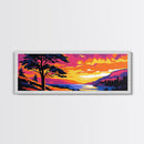Lakeside Sunset, Scenic View, Tranquil Nature, Framed Canvas Print, Relaxing Landscape, Living Room Decor, Sunset Wall Art