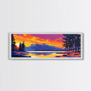 Mountain Lake, Forest Reflection, Serene Nature, Canvas Print, Adventure Wall Art, Cabin Decor, Wilderness Landscape, Sunset Scene