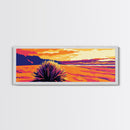 Desert Scene, Wild Grass, Vibrant Sky, Framed Canvas Print, Southwest Wall Art, Boho Decor, Minimalist Landscape, Warm Tones