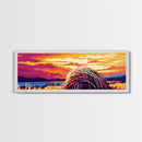 Coastal Waves, Sunset Glow, Rugged Cliffs, Canvas Print, Seascape Art, Modern Wall Decor, Beach House Style, Nautical Artwork