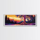 Vibrant Tree, Sunset Art, Framed Canvas Print, Nature Wall Decor, Psychedelic Art, Boho Landscape, Large Wall Art, Office Decor