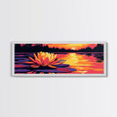 Water Lily, Tranquil Lake, Framed Canvas Print, Serene Nature Art, Zen Wall Decor, Sunset Reflection, Large Artwork, Bathroom Wall Art