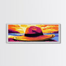 Beach Hat, Coastal Sunset, Canvas Print, Vibrant Seascape Art, Boho Wall Decor, Summer Vibes, Warm Home Decor, Bedroom Wall Art