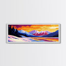 Snowy, Mountains, Lake, Framed Canvas Print, Winter Landscape Art, Nature Wall Art, Cabin Decor, Holiday Artwork, Serene Christmas Art