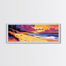 Beach Sunset, Coastal Vibes, Ocean Landscape, Tropical Wall Art, Vibrant Seascape, Framed Canvas Print, Living Room Wall Decor