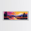 River Valley, Wild Nature, Sunset Glow, Canvas Print, Rustic Wall Art, Mountain Landscape, Vibrant Home Decor, Scenic Painting