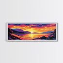 Mountain Lake, Vibrant Sunset, Serene Water, Canvas Print, Relaxing Wall Art, Nature Painting, Bedroom Art, Cabin Aesthetic, Gift Idea