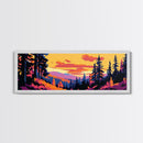Pine Tree Landscape, Autumn Wilderness Art, Cozy Nature Decor, Warm Sunset Tones, Rustic Cabin Accent, Woodland Aesthetic, Canvas Print