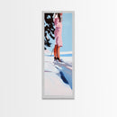 Winter Stroll, Cozy, Snowy, Canvas Print, Modern Minimalist Wall Art, Fashion Illustration, Serene Winter Scene, Home Decor