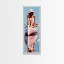 Woman in Kayak, Summer Adventure Art, Coastal Minimalist Painting, Ocean Escape Decor, Outdoor Lover Gift, Framed Canvas Print