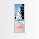 Winter Landscape, Snowy Trees, Blue Sky, Framed Canvas Print, Minimalist Art, Modern Decor, Living Room Wall Art, Christmas Aesthetic