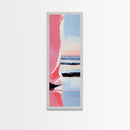 Pink Horizon, Coastal Sunrise, Minimalist Beach Painting, Abstract Seascape Art, Contemporary Pastel Wall Decor, Canvas Print, Office Wall Art
