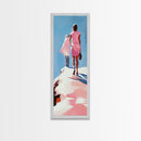 Fashion Model Walking, Feminine Wall Art, Chic Bedroom Decor, Soft Pastel Aesthetic, Minimalist Fashion Illustration, Canvas Print