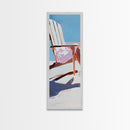 Beach Chair Relaxation, coastal art, summer vibes, minimalist beach painting, modern wall decor, living room art, framed canvas print