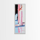 Abstract Chess Piece, Modern Art, Pink and White Decor, Framed Canvas Print, Bold Minimalist, Statement Piece, Office Wall Art