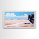 Golden Field Landscape, Warm Summer Painting, Minimalist Nature Print, Scenic Country Art, Rustic Home Decor, Framed Canvas Print