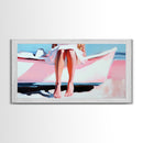 Barefoot on Boat, Coastal Lifestyle, Serene Beach Art, Nautical Aesthetic, Minimalist Wall Decor, Pastel Home Art, Canvas Print
