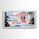 Oceanfront Porch, Coastal Home, Beach House, Seaside Retreat, Summer Vibes, Blue Wall Art, Nautical Style, Modern Decor, Framed Canvas Print