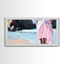 Pink Shoreline, Coastal Escape, Framed Canvas Print, Minimalist Seascape, Pastel Art, Beach House Decor, Serene Wall Art, Bedroom