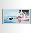 Seaside Escape, Cliffside Beauty, Canvas Print, Modern Coastal Art, Boho Nature Painting, Blue Ocean Decor, Large Wall Art, Living Room