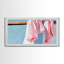 Hanging Shirts, Minimalist Wall Art, Soft Pastel Decor, Boho Chic Painting, Light Blue and Pink, Aesthetic Bedroom Art, Canvas Print