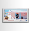 Pink Desert, Midcentury House, Southwest Art, Boho Wall Decor, Modern Pastel Painting, Framed Canvas Print, Minimalist Home Decor
