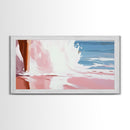 Ocean Waves, Beach Painting, Coastal Decor, Relaxing Seascape, Minimalist Artwork, Bathroom Wall Art, Framed Canvas Print, Tropical Aesthetic