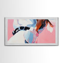 Cowgirl Outfit, Country Aesthetic, Western Home Decor, Feminine Wall Art, Fashion Framed Canvas Print, Pink and Blue Artwork