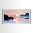 Dreamy Sunset, Coastal View, Framed Canvas Print, Serene Seascape, Beach House Decor, Modern Ocean Art, Calming Home Aesthetic