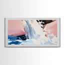 Waterfall, Abstract, Modern, Framed Canvas Print, Nature Wall Art, Minimalist Art, Bedroom Decor, Coastal Art, Blue and White Painting
