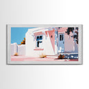 White House, Desert, Warm Tones, Framed Canvas Print, Mediterranean Art, Minimalist Architecture, Rustic Home Decor