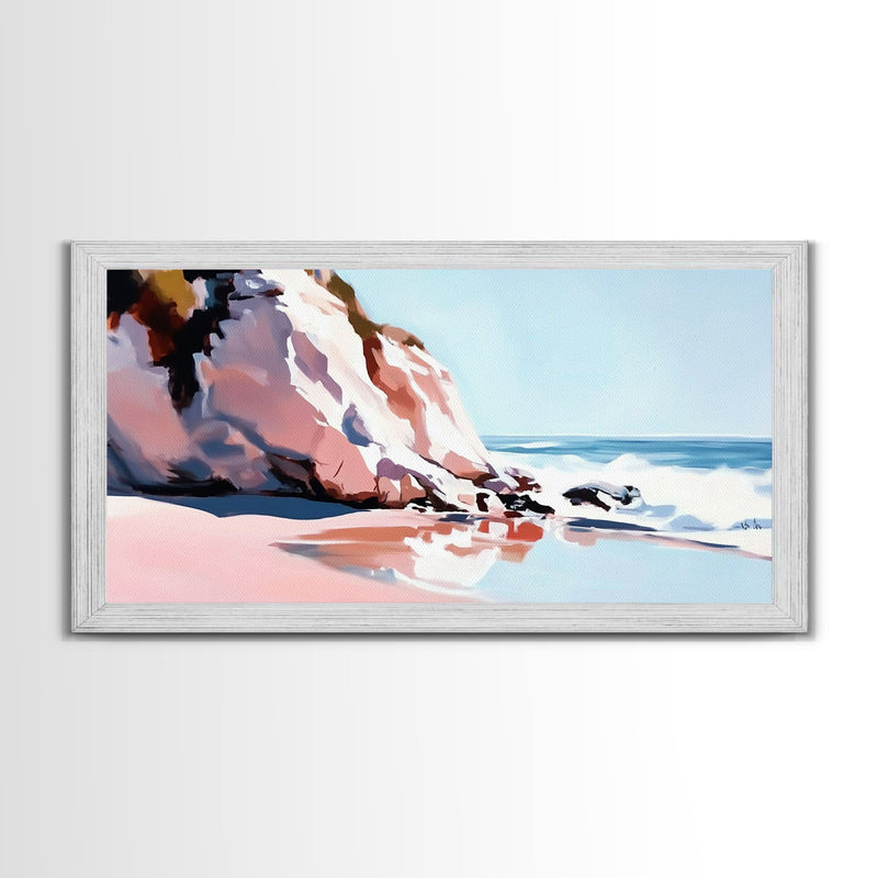 Coastal Cliffs, Ocean Waves, Beach Landscape, Wall Art, Canvas Print, Living Room Art, Modern Seascape, Blue Wall Decor, Nautical Art