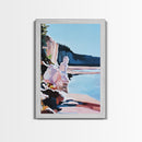 Lake Reflection Art, Nature Landscape, Abstract Water Scene, Framed Canvas Print, Modern Wall Decor, Pastel Aesthetic, Bedroom Wall Art